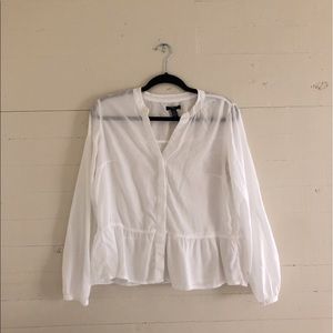 Gauzy white Gap drop-waist peplum button down